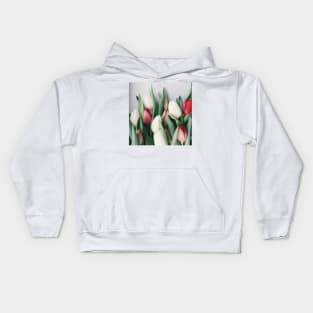 White And Red Tulip Kids Hoodie